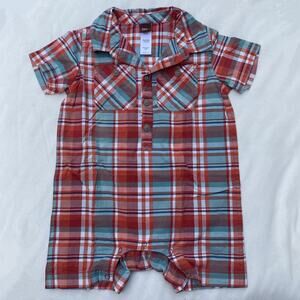 Tea Collection Red Plaid Romper One Piece